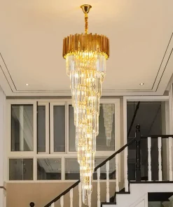 đèn thả thông tầng xoắn ốc pha lê