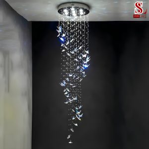 Đèn chùm led thả thông tầng hình bướm pha lê cao cấp sl1005