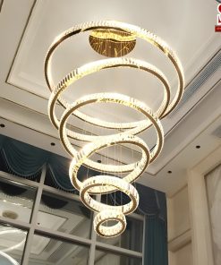 Đèn chùm pha lê hình vòng thả thông tầng cao cấp sl1006