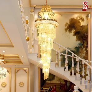 Đèn chùm pha lê thả thông tầng cao cấp sl1004