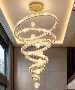 Đèn chùm pha lê thả thông tầng hình vòng cao cấp sl1015