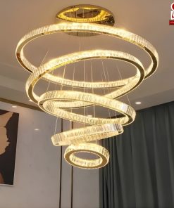 Đèn chùm pha lê thông tầng hình vòng cao cấp sl1007