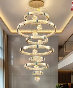 Đèn chùm thả thông tầng 7 tầng pha lê cao cấp sl1052