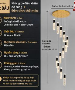 Đèn chùm thả thông tầng hình thanh trụ cao cấp sl1028