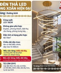 Đèn chùm thả thông tầng hình vòng led nghệ thuật sl1055