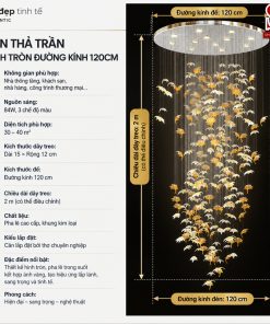 Đèn chùm thả thông tầng pha lê hình lá phong cao cấp sl1035