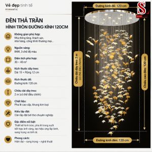 Đèn chùm thả thông tầng pha lê hình lá phong cao cấp sl1035