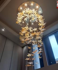 Đèn chùm thả thông tầng pha lê nghệ thuật hình đàn chim cao cấp sl1034