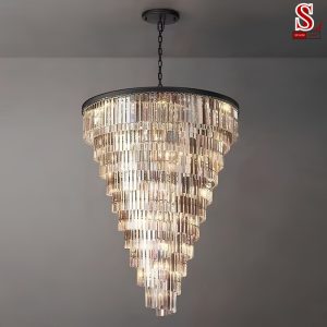 Đèn chùm thả thông tầng thác rủ pha lê cao cấp sl1049