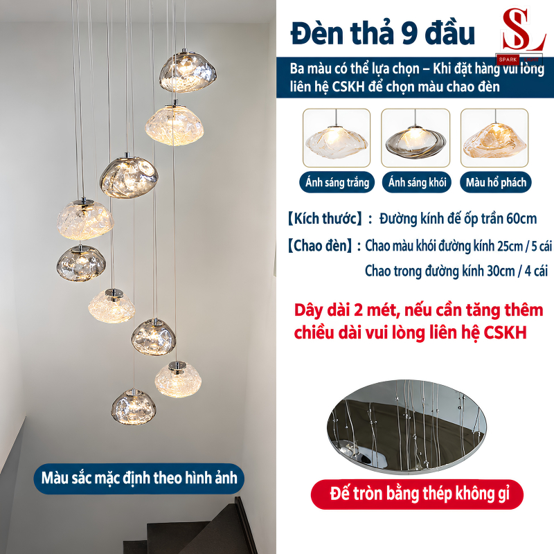 Đèn chùm thả thông tầng thuỷ tinh nghệ thuật cao cấp sl1029
