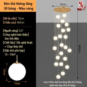 Đèn chùm thông tầng hình cầu cao cấp sl1023