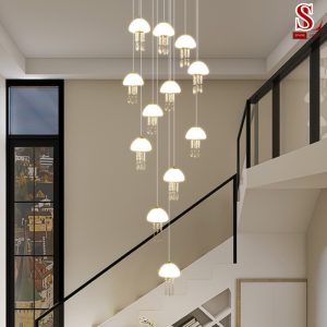 Đèn chùm thông tầng hình đàn sứa thuỷ tinh cao cấp sl1025