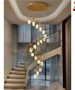 Đèn chùm thông tầng pha lê dây xoắn thiên hà cao cấp sl1022